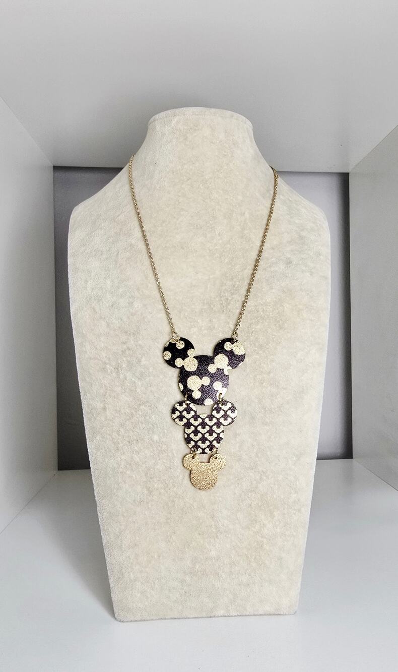 Disney Park Gold Black Mickey Necklace New